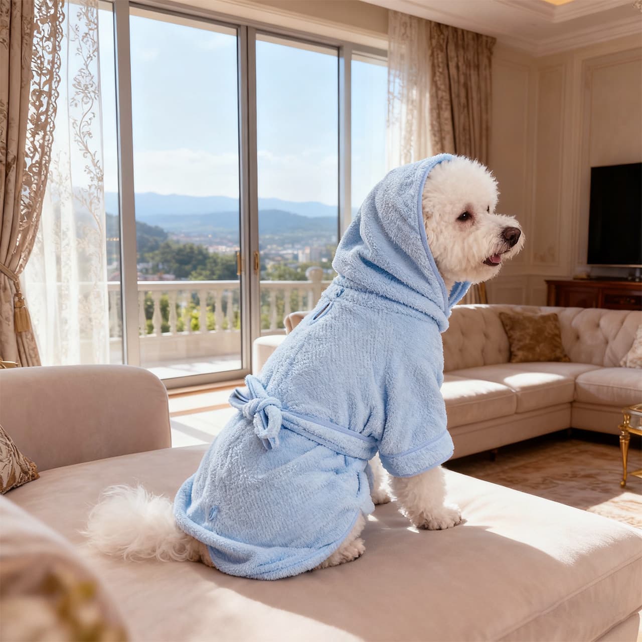 Peignoir absorbant pour chien